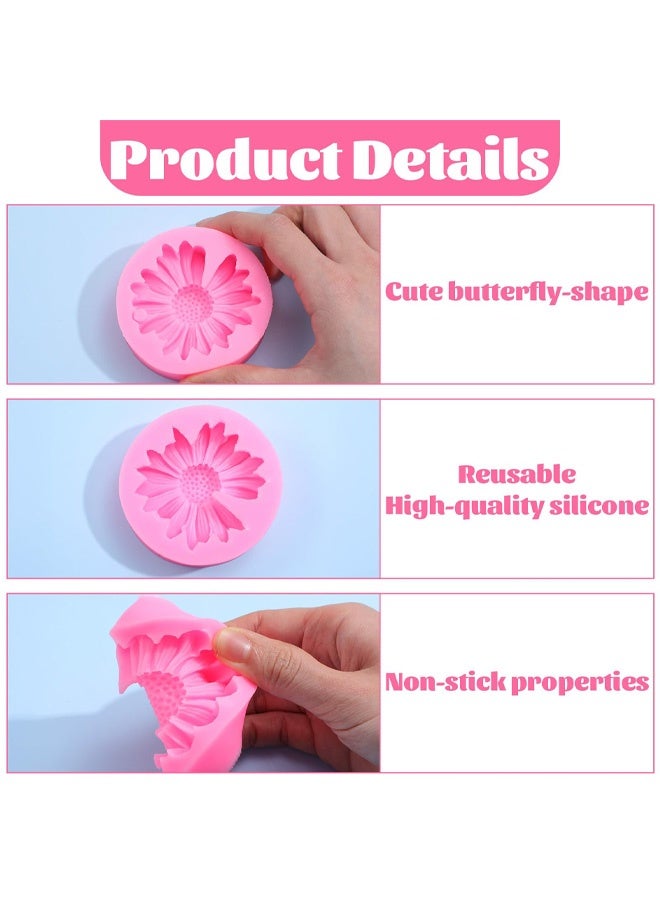 2Pcs Daisy Flower Candle Moulds, Silicone Pink Moldes Para Velas for Candle Making Butter Cake Soft Unique Molds 3D DIY Clay Soap Making - Image 5